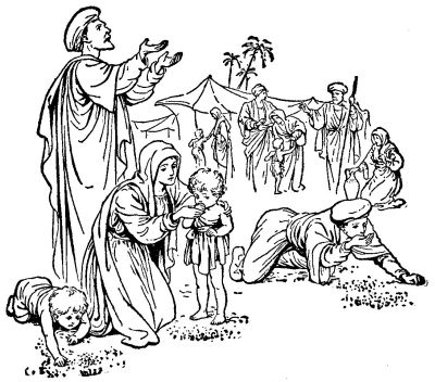 God fed them day by day with manna. God fed them day by day with manna.