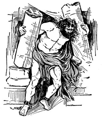 He bowed forward with all his might and pulled the pillars with him He bowed forward with all his might and pulled the pillars with him