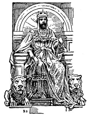 Solomon on his throne Solomon on his throne