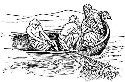 The net caught so many fishes they could not pull it up The net caught so many fishes they could not pull it up